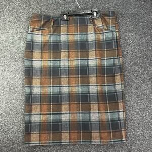 Long Tall Sally Womens Skirt 12 Straight Pencil Fall Plaid